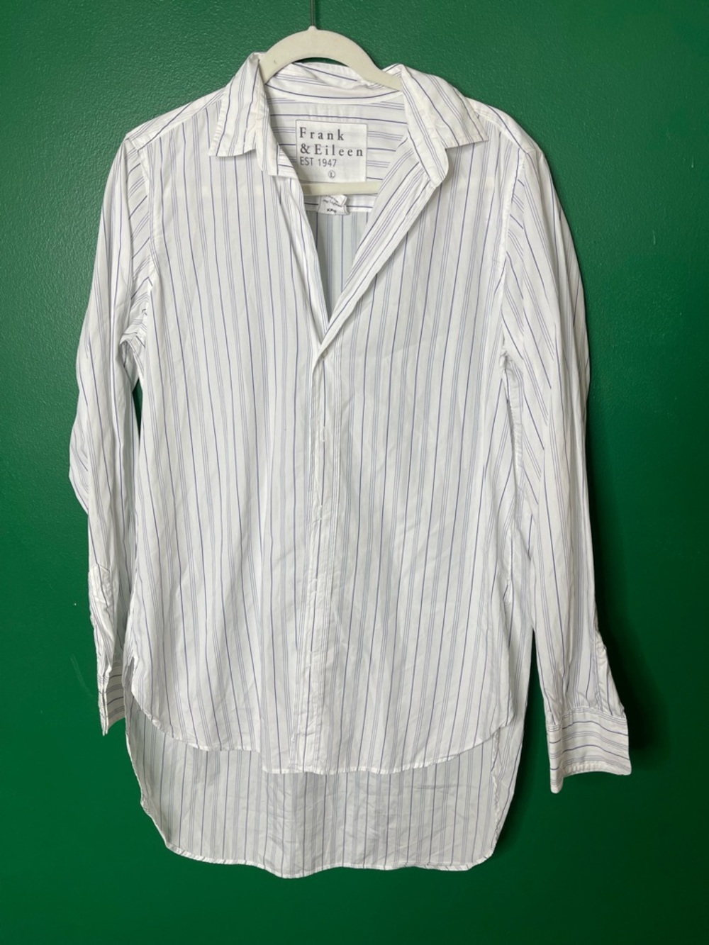 Frank & Eileen NWOT Grayson White Striped Button Down Relaxed Tunic Shirt Sz L - Picture 2 of 8
